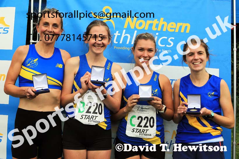 Senior womens Northern 4 Stage Relay, 2023 Northern 6 and 4 Stage Relays and Youngsters, Birkenhead Park, Wirral.  Photo: David T. Hewitson/Sports for All Pics